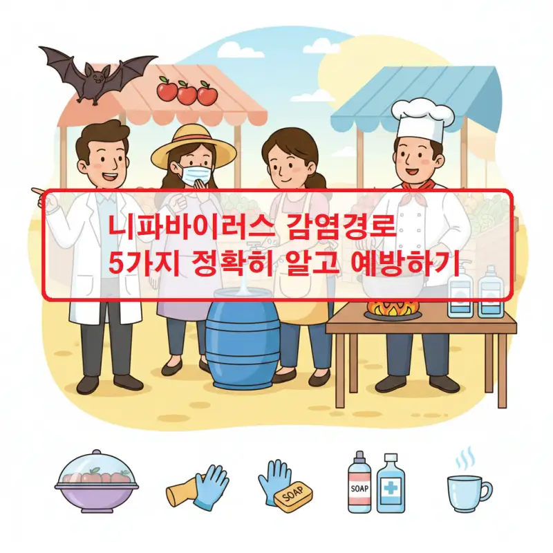 니파바이러스 감염경로 5가지를 설명하는 감염병 예방 정보 썸네일