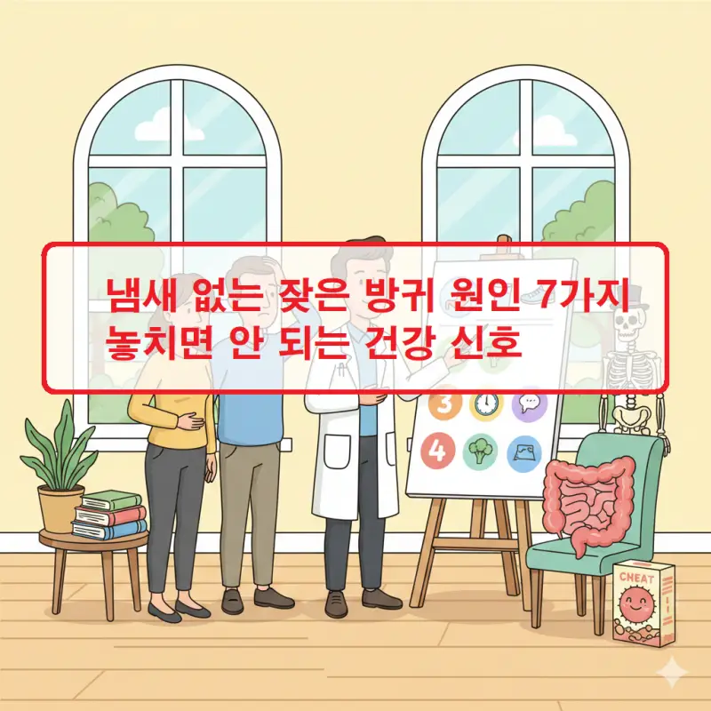 냄새 없는 잦은 방귀 원인 7가지를 설명하는 건강 정보 썸네일