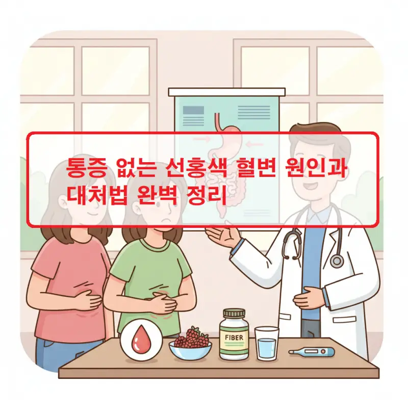 통증 없는 선홍색 혈변의 주요 원인과 증상을 설명하는 건강 정보 썸네일