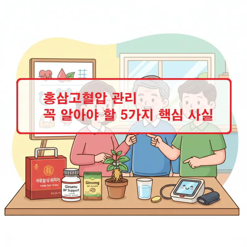홍삼고혈압 관리를 위한 건강 정보와 주의사항을 안내하는 썸네일 이미지