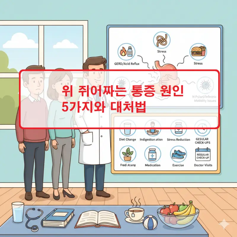 위 쥐어짜는 통증의 주요 원인 5가지와 대처 방법을 안내하는 건강 정보 썸네일