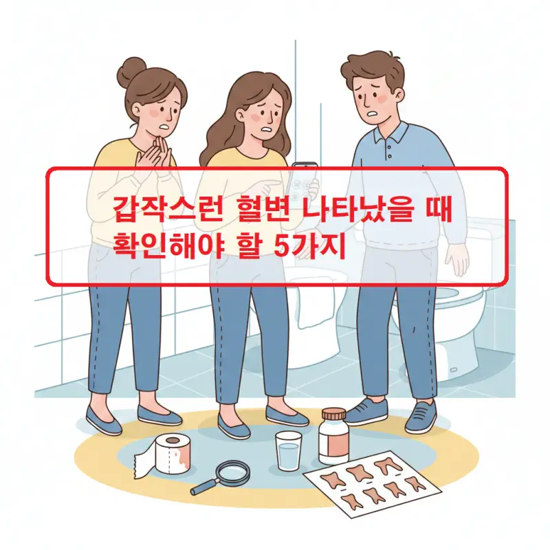 갑작스런 혈변 발생 시 확인해야 할 사항을 안내하는 건강 응급 가이드 썸네일