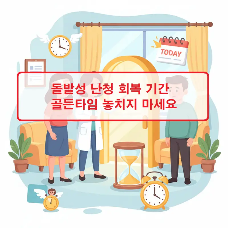 돌발성 난청 회복 기간과 골든타임의 중요성을 설명하는 건강 정보 썸네일