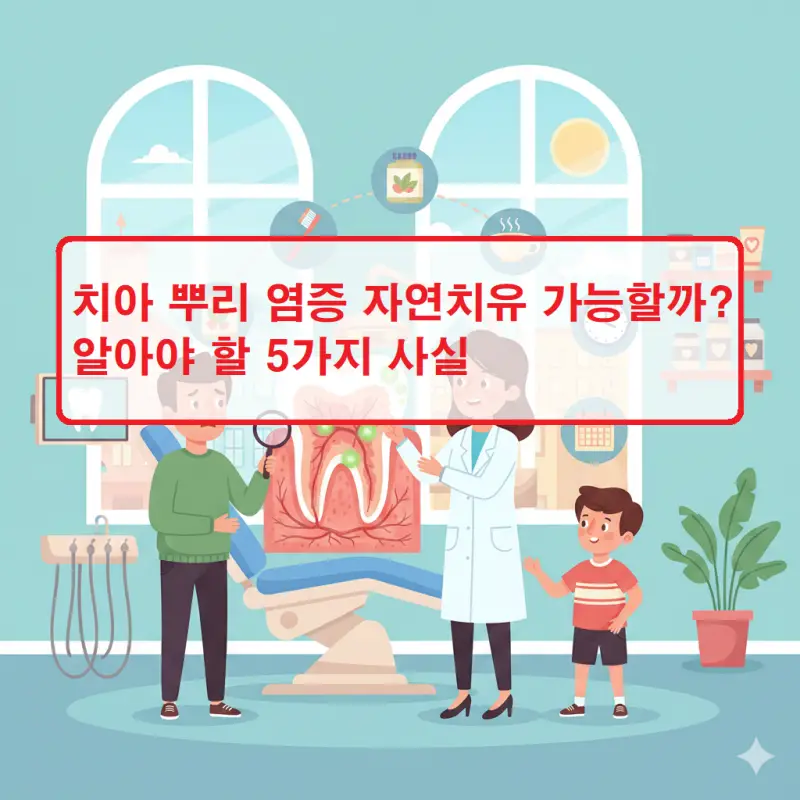 치아 뿌리 염증 자연치유 가능 여부와 주의사항을 설명하는 치과 건강 인포그래픽