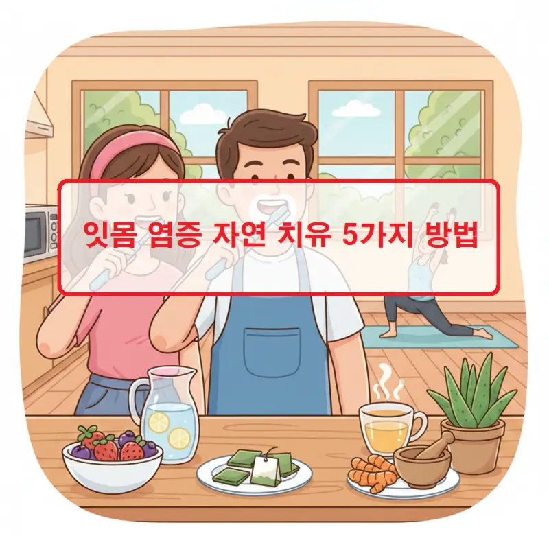 잇몸 염증 자연 치유 방법 5가지를 설명하는 구강 건강 정보 썸네일