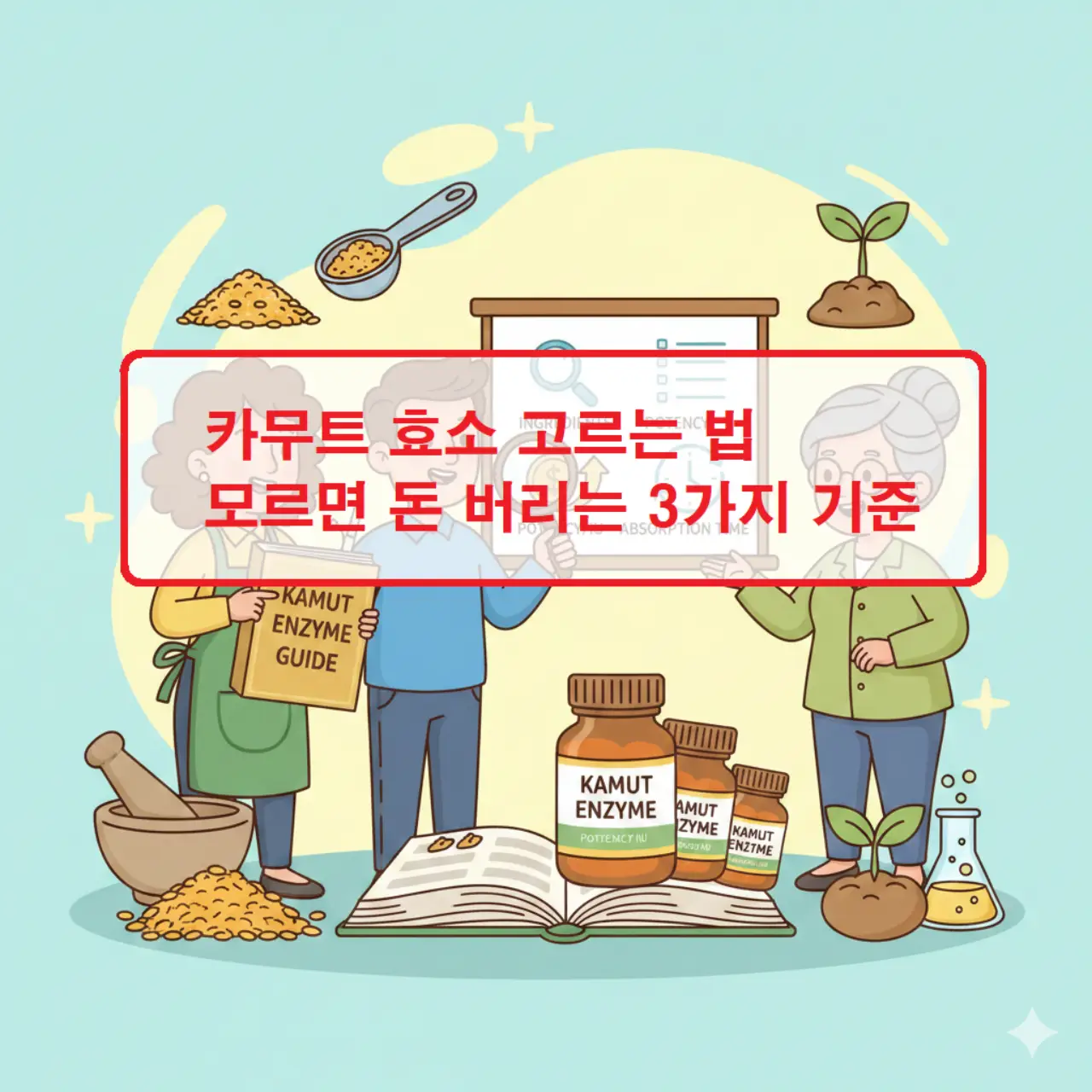 카무트 효소 고르는 법 3가지 기준을 안내하는 건강 식품 선택 정보 이미지