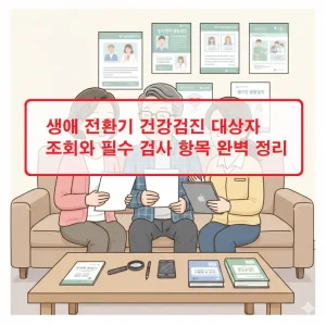 생애 전환기 건강검진 대상자 조회 방법과 필수 검사 항목을 안내하는 건강 정보 썸네일