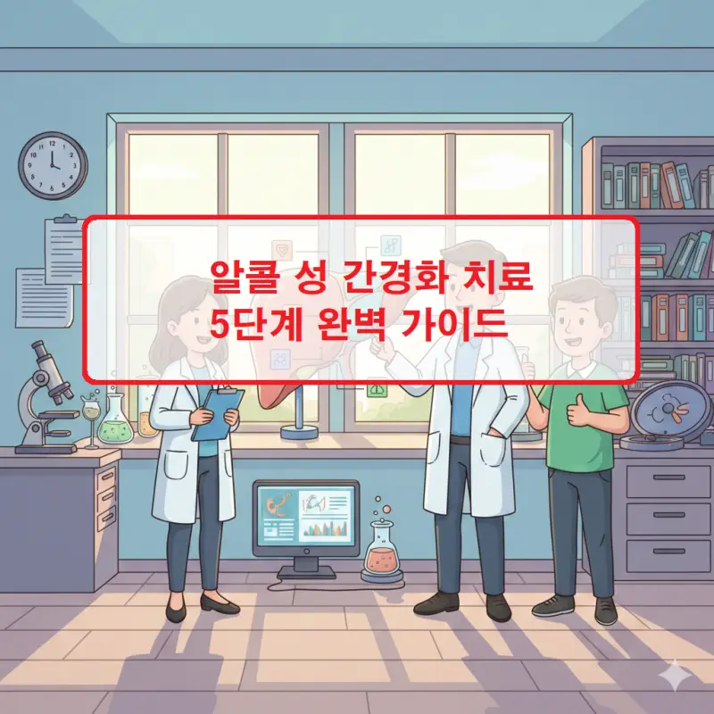 알콜성 간경화 치료 단계별 과정을 설명하는 건강 정보 썸네일