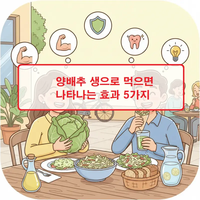 양배추 생으로 먹으면 나타나는 효과 5가지 1 양배추 생으로 먹으면 나타나는 건강 효과 5가지를 설명하는 영양 정보 썸네일