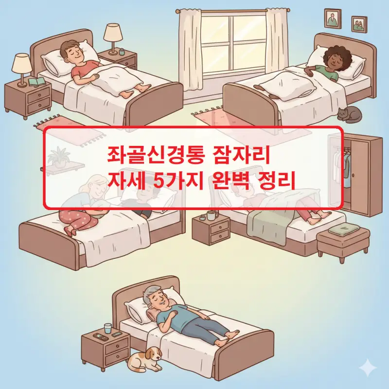 좌골신경통 잠자리 자세 5가지를 설명하는 건강 정보 썸네일