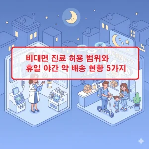 비대면 진료 허용 범위와 휴일·야간 약 배송 현황을 정리한 의료 정보 썸네일