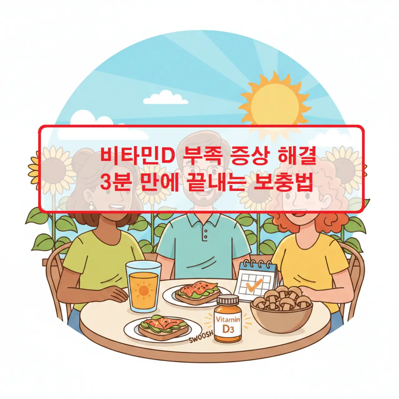 비타민D 부족 증상과 빠르게 해결하는 보충법을 안내하는 건강 정보 썸네일