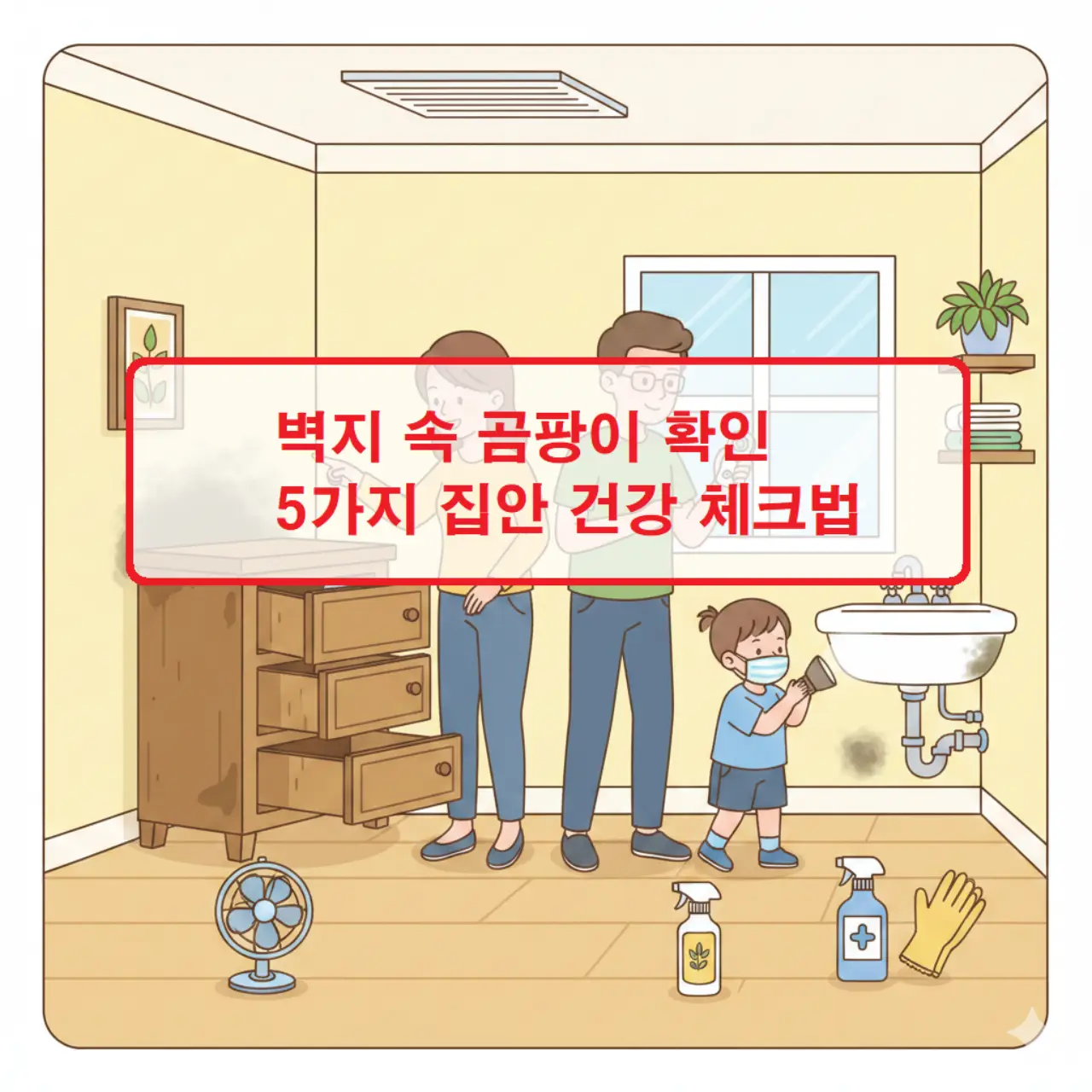 벽지 속 곰팡이 확인 방법 5가지를 안내하는 실내 환경 건강 체크 정보 이미지