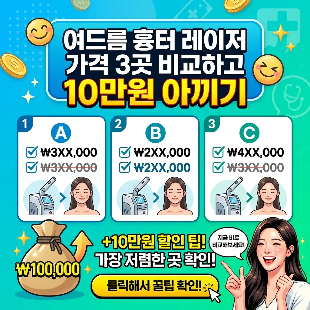 여드름 흉터 레이저 가격 3곳을 비교해 10만원 절약하는 방법을 안내하는 피부과 정보 썸네일