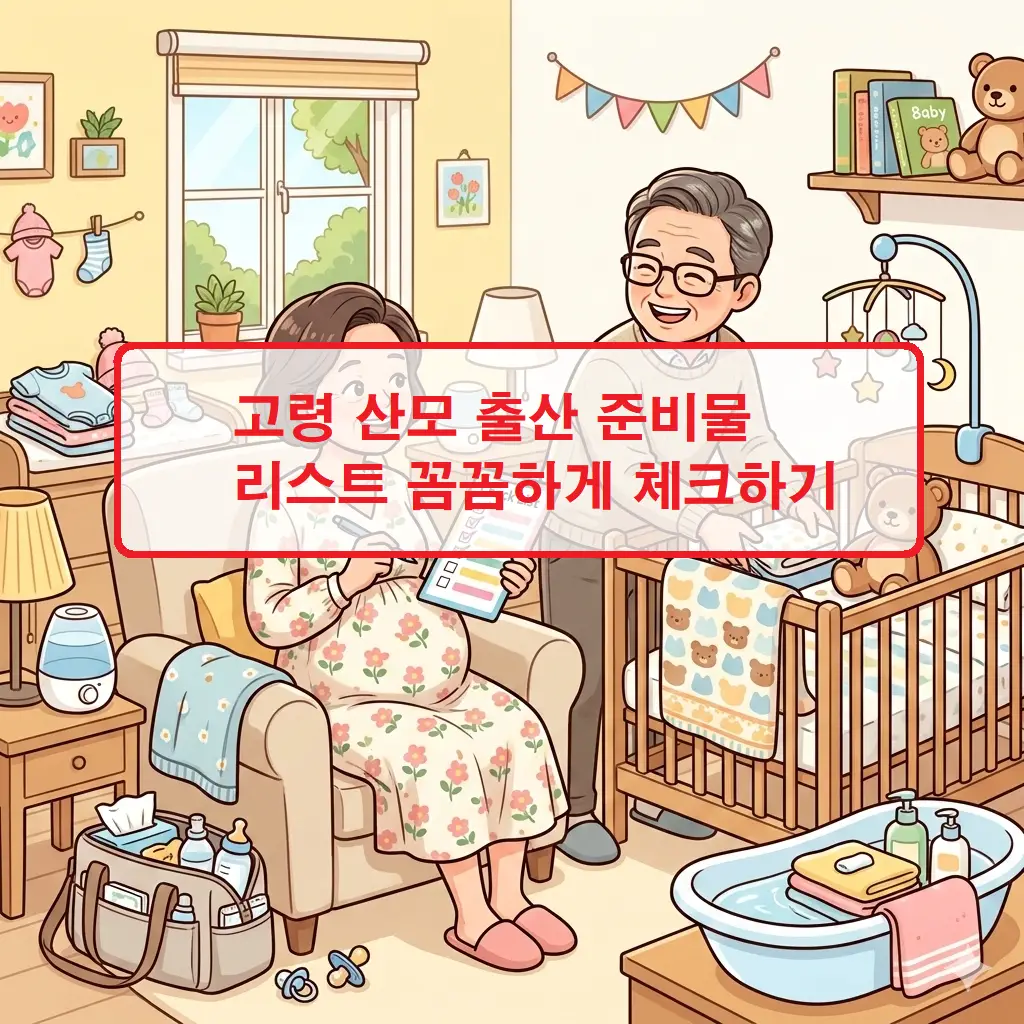 고령 산모 출산 준비물 리스트를 꼼꼼하게 정리한 체크리스트와 출산 가방 이미지