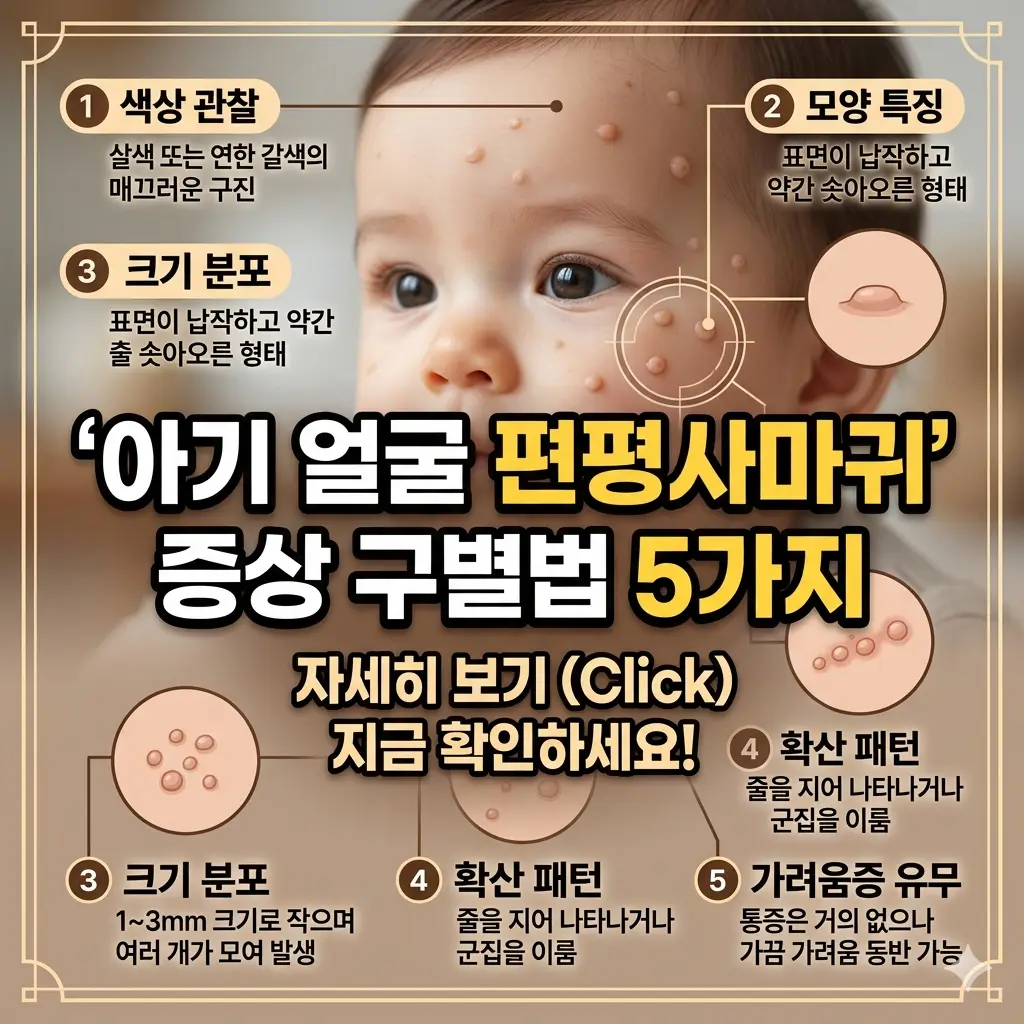 아기 얼굴 편평사마귀 증상이 나타난 피부 상태를 설명하는 건강 정보 썸네일