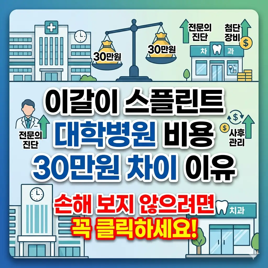 이갈이 스플린트 대학병원 비용 30만원 차이 이유 1 이갈이 스플린트 대학병원 비용이 최대 30만원 차이 나는 이유를 설명하는 치과 정보 썸네일