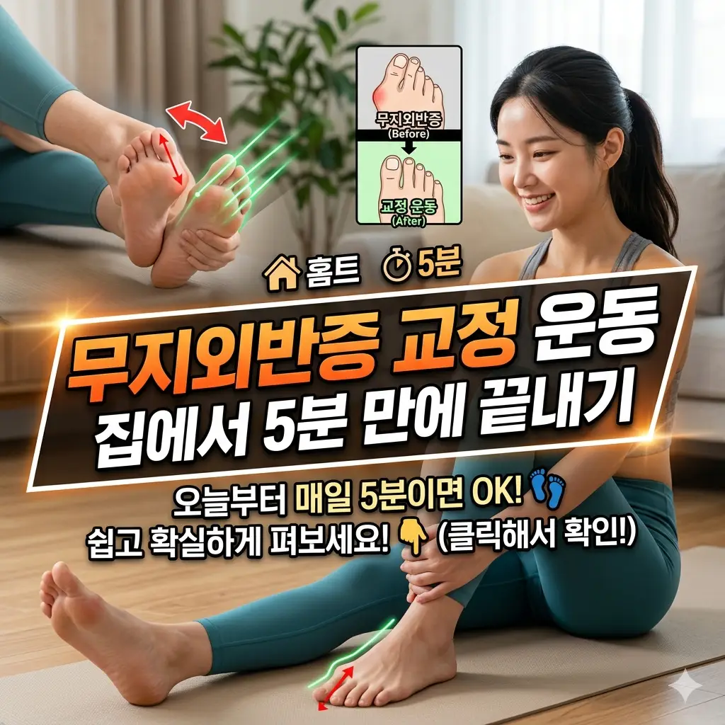 무지외반증 교정 운동을 집에서 5분 만에 실천하는 방법을 안내하는 족부 건강 정보 썸네일
