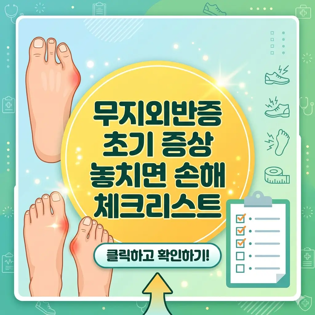 무지외반증 초기 증상을 조기에 발견하기 위한 체크리스트를 안내하는 족부 건강 정보 썸네일