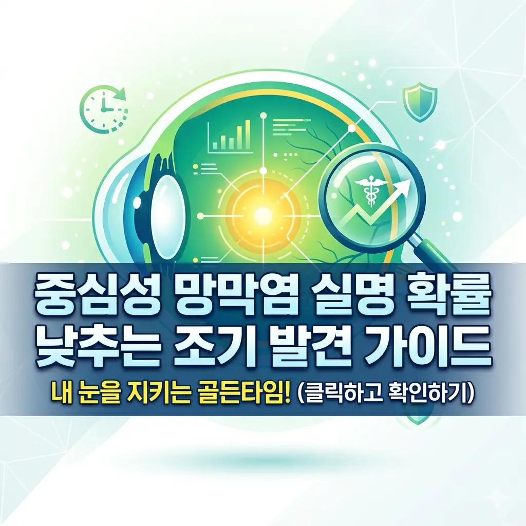 중심성 망막염 실명 확률을 낮추기 위한 안구 자가 진단법과 조기 검진의 중요성을 강조하는 이미지