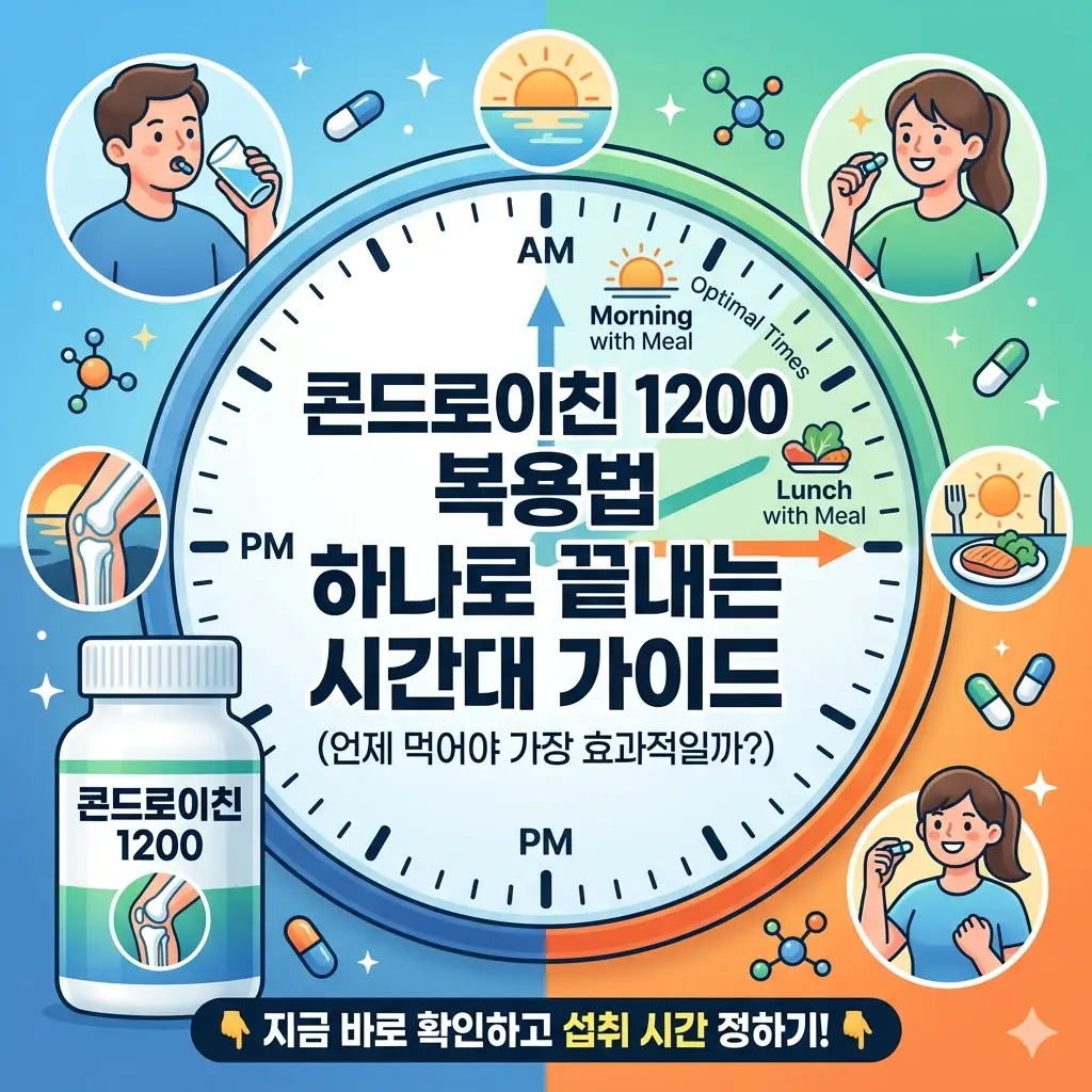콘드로이친 1200 복용법과 효과적인 시간대별 섭취 가이드를 안내하는 건강 정보 썸네일