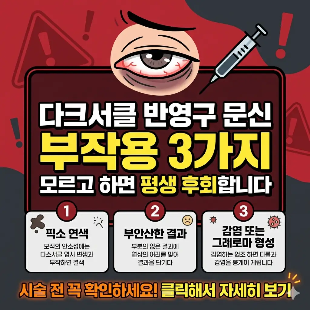 다크서클 반영구 문신 부작용 3가지를 경고하며 시술 전 반드시 확인해야 할 정보를 담은 뷰티 주의 썸네일
