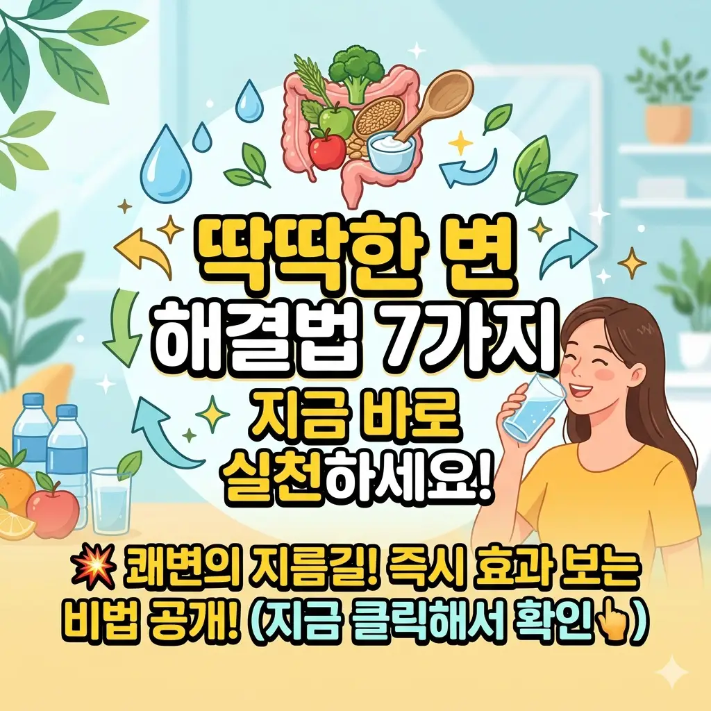 딱딱한변 해결법 7가지를 지금 바로 실천할 수 있도록 안내하는 장 건강 정보 썸네일