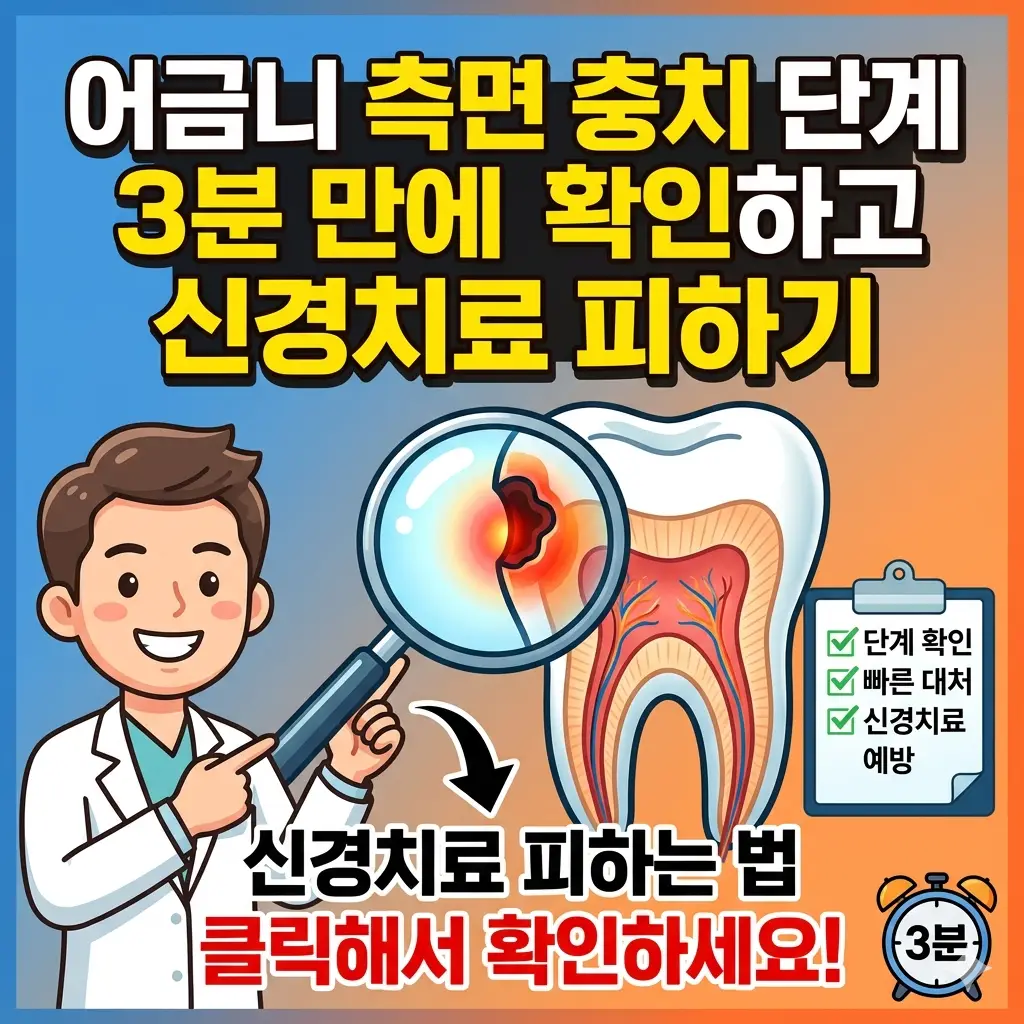 어금니 측면 충치 단계를 3분 만에 확인하고 신경치료를 예방하는 방법을 안내하는 건강 썸네일