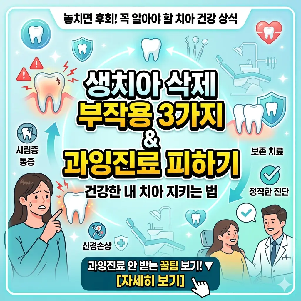 생치아 삭제 부작용 3가지와 과잉진료를 피하는 방법을 안내하는 치과 건강 정보 썸네일