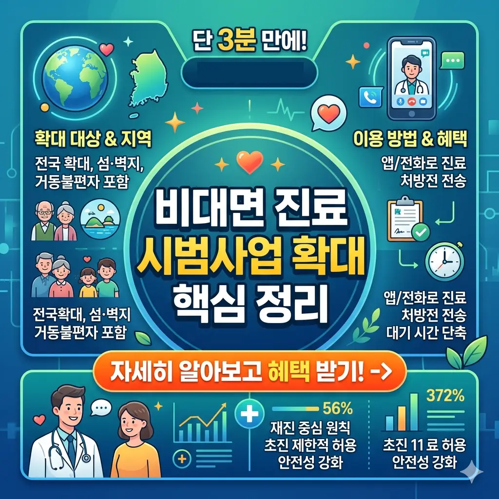 비대면 진료 시범사업 확대 내용을 3분 만에 핵심만 정리한 의료 정책 정보 썸네일