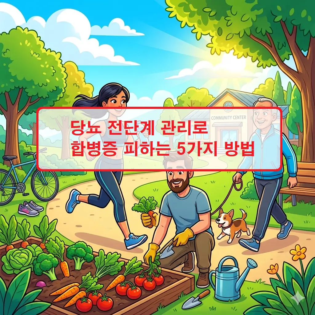 당뇨 전단계 관리법 5가지와 합병증 예방 수칙을 정리한 건강 정보 인포그래픽 이미지