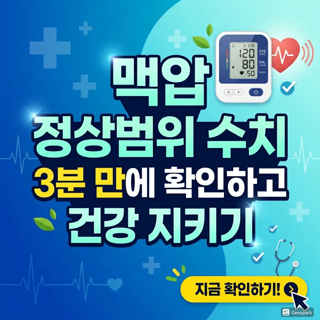맥압 정상범위 수치를 3분 만에 확인하고 심혈관 건강을 지키는 방법을 안내하는 건강 정보 썸네일