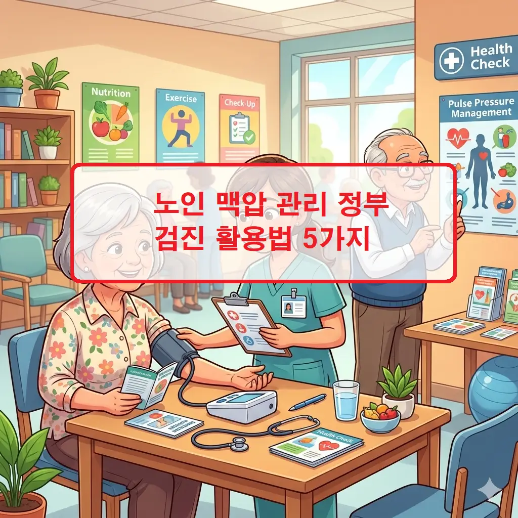 노인 맥압 관리와 정부 무료 건강검진을 활용하는 5가지 핵심 단계를 설명하는 가이드 이미지