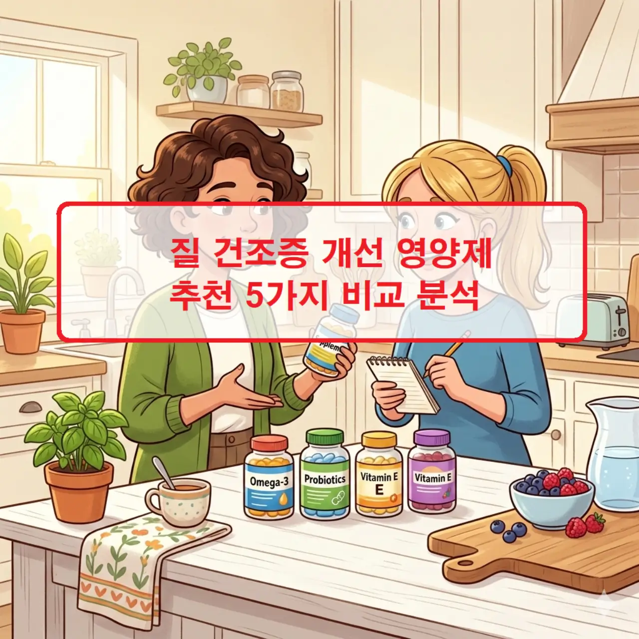 질 건조증 개선 영양제 추천 5가지 비교 분석 1 질 건조증 개선 영양제 추천 5가지 제품의 성분과 특징을 한눈에 비교 분석한 표 이미지