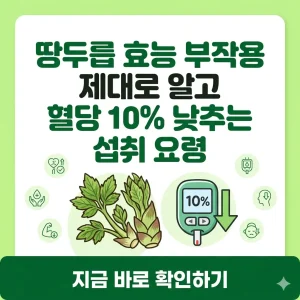 땅두릅의 혈당 조절 효능과 섭취 요령을 설명하는 밝은 톤의 1:1 썸네일 이미지.