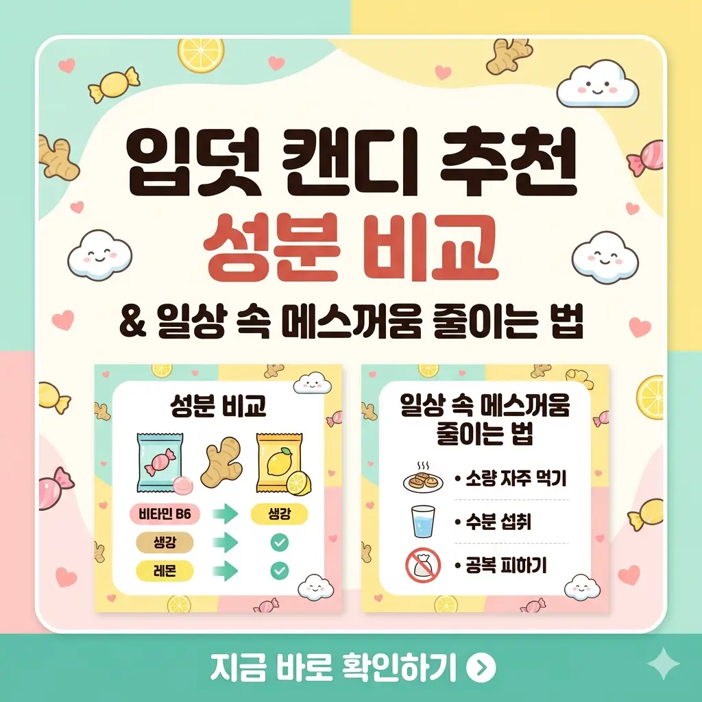 입덧 완화 캔디 성분 비교 및 일상 속 메스꺼움 줄이는 방법 꿀팁 정보 썸네일.