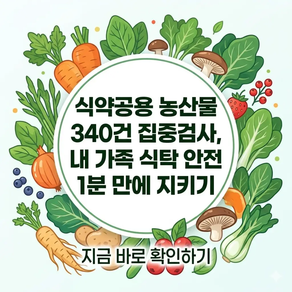 식약공용 농산물 340건에 대한 정부의 집중 안전 검사 실시를 알리는 포스터.