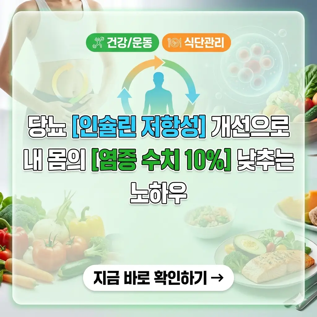 당뇨와 인슐린 저항성 개선으로 몸속 염증 수치를 낮추는 노하우를 시각화한 포스터형 썸네일