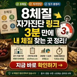 8체질 자가진단 링크를 통해 3분 만에 내 체질을 찾는 방법을 안내하는 썸네일