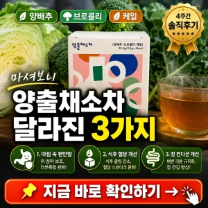 양출채소차 솔직후기와 4주 후 달라진 3가지를 강조한 건강 음료 썸네일.